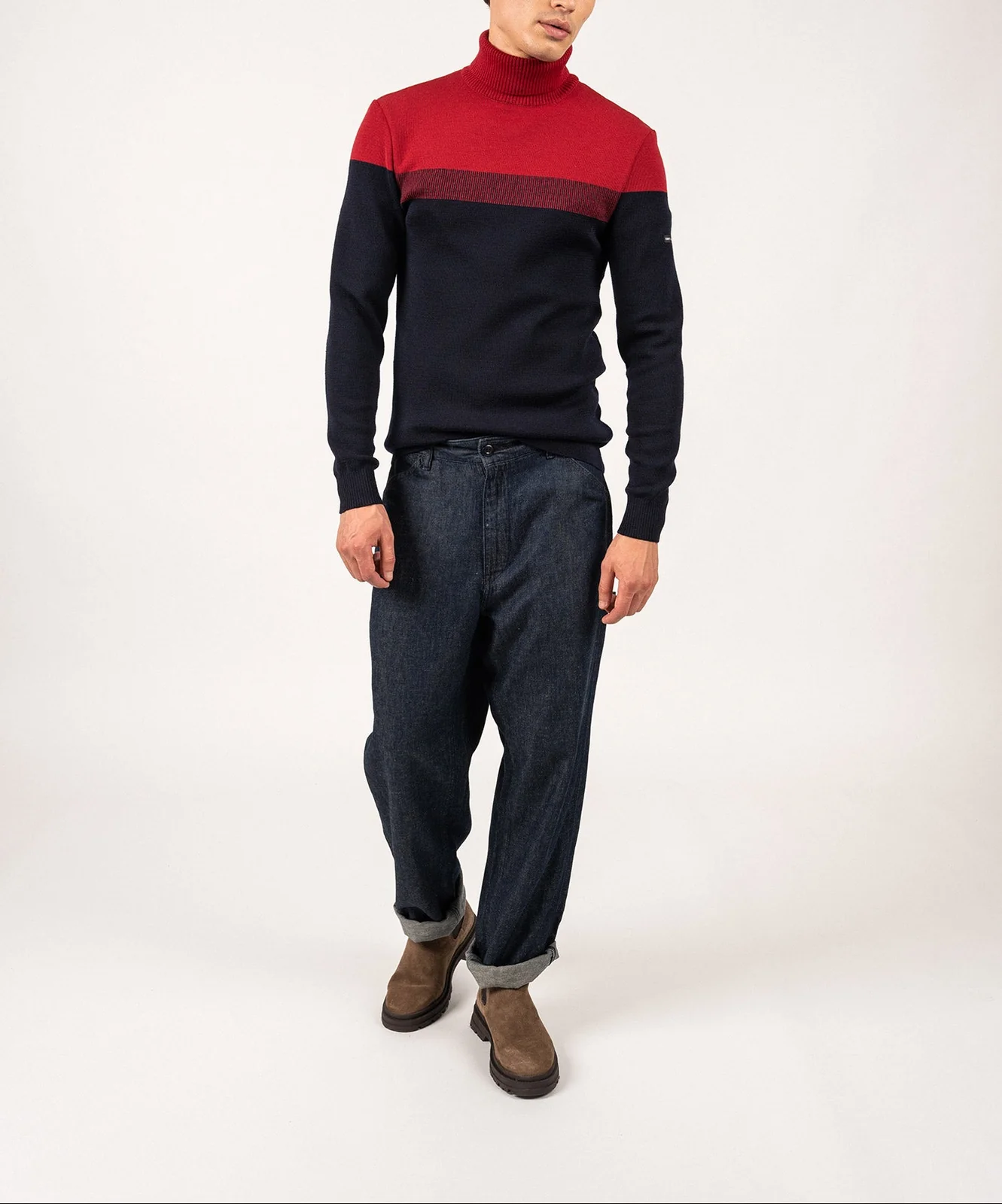 Pullover mit Rollkragen Bicolor BRETAGNE ROULE