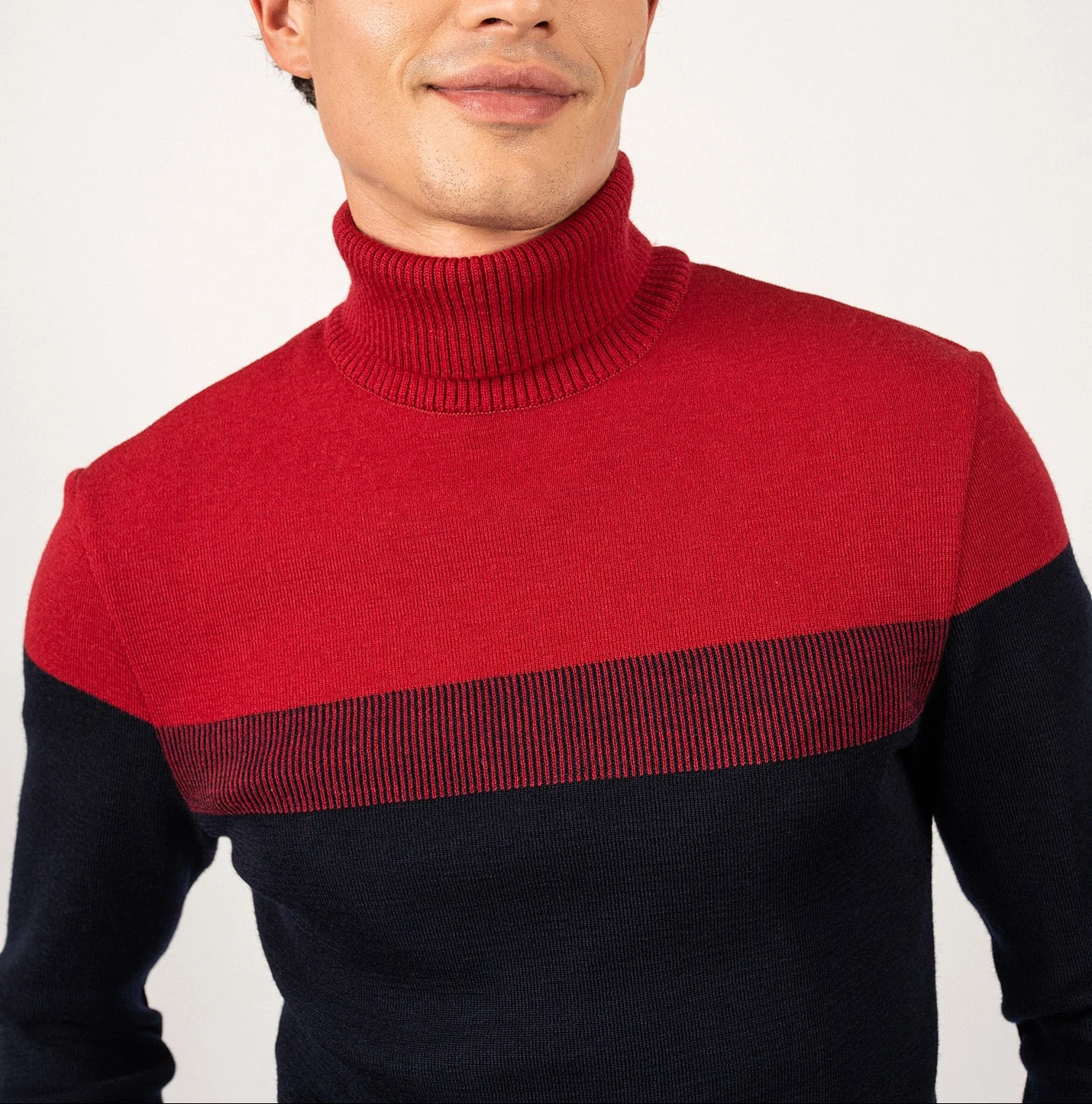 Pullover mit Rollkragen Bicolor BRETAGNE ROULE