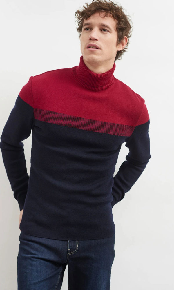 Pullover mit Rollkragen Bicolor BRETAGNE ROULE