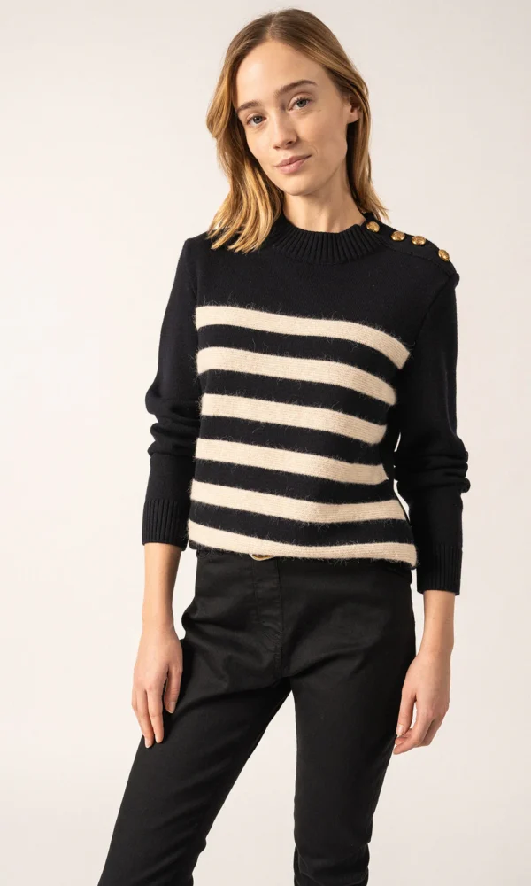 Pullover im Marinestil mit Goldknöpfen GALA